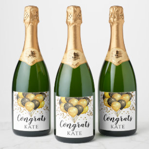 Modern Retirement Party White And Gold Wine Label