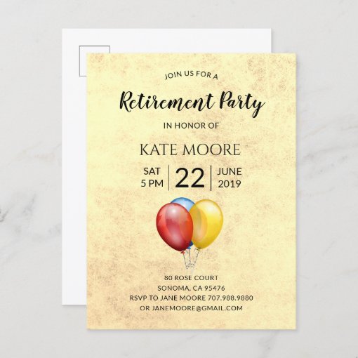 Modern Retirement Party With Balloons Invitation | Zazzle