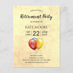 Modern Retirement Party With Balloons Invitation