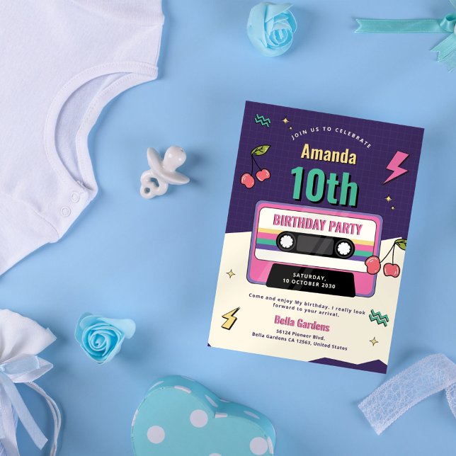 Modern Retro 10th Birthday Invitation (Creator Uploaded)