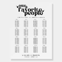 Modern Retro 16 Table Wedding Seating Chart Foam Board
