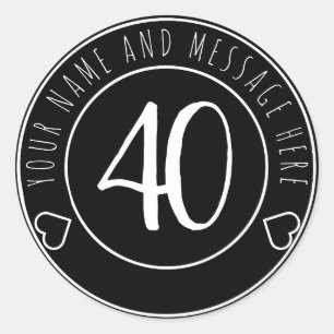Modern Retro 40th birthday stickers
