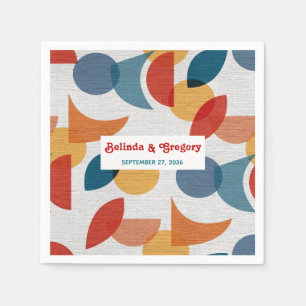 Modern Retro 70's Colorful Rainbow Shapes Wedding Napkins