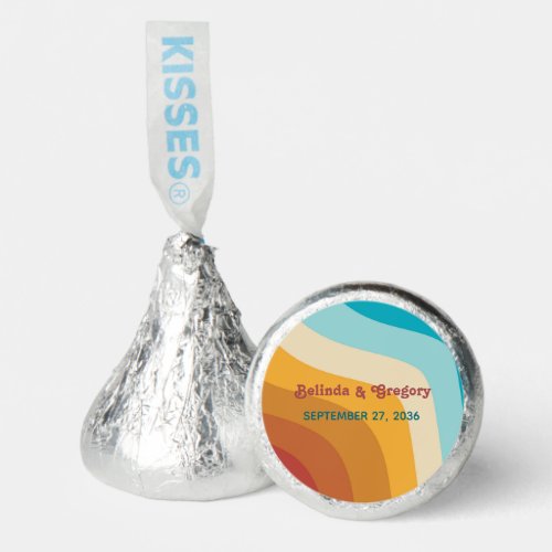 Modern Retro 70s Colorful Rainbow Waves Wedding   Hersheys Kisses