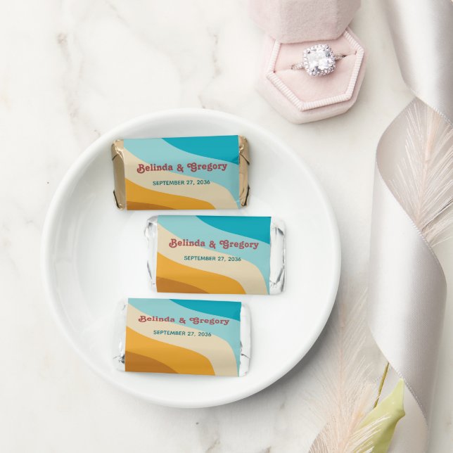 Modern Retro 70's Colorful Rainbow Waves Wedding  Hershey's Miniatures (Wedding)