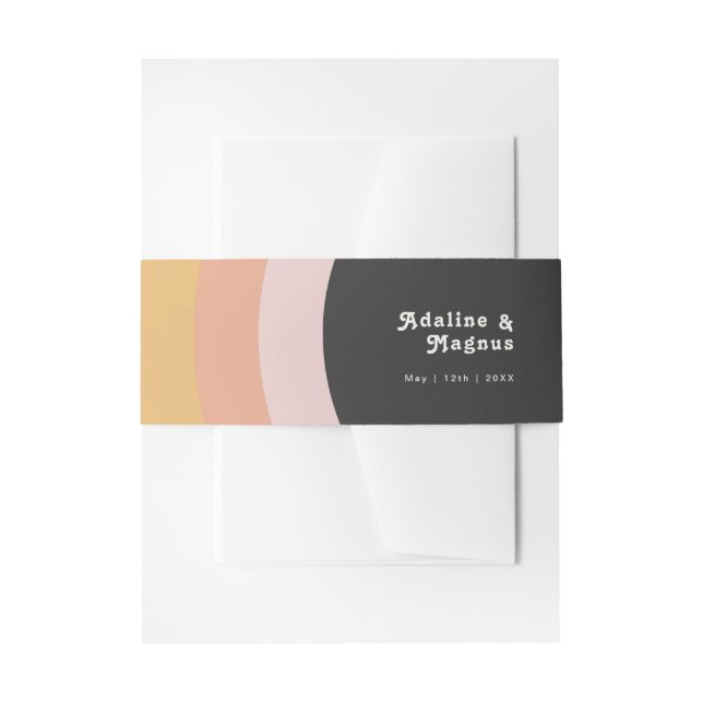 Modern Retro 70's Dark Rainbow Invitation Belly Band (Front Example)