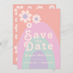 Modern Retro 70s Pastel Wedding Save The Date