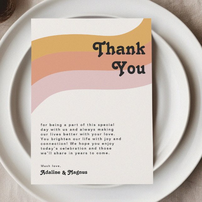 Modern Retro 70's Rainbow 5"x7" Thank You Card (Creator Uploaded)