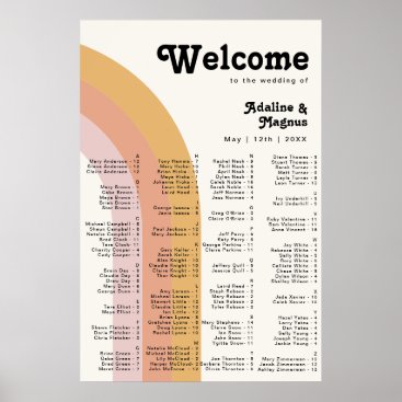 Modern Retro 70's Rainbow | Alphabetical Seating Poster