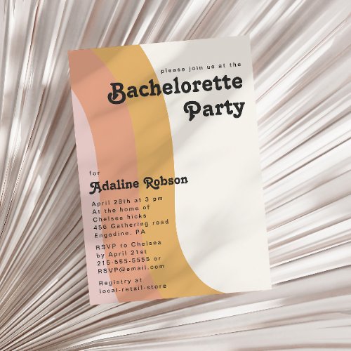 Modern Retro 70s Rainbow Bachelorette Party Invitation