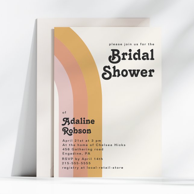 Modern Retro 70's Rainbow Bridal Shower Invitation (Creator Uploaded)