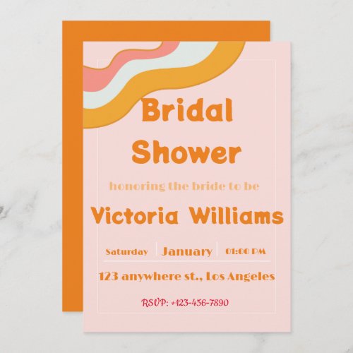 Modern Retro 70s Rainbow Bridal Shower Invitation