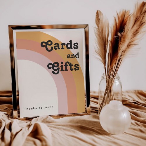 Modern Retro 70s Rainbow  Cards and Gifts Sign