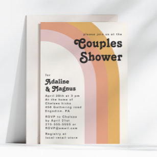 Modern Retro 70's Rainbow Couples Shower Invitation