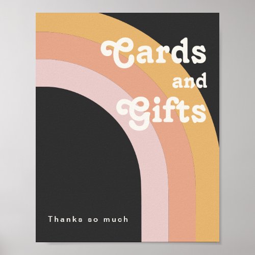 Modern Retro 70s Rainbow  Dark Cards and Gifts Poster