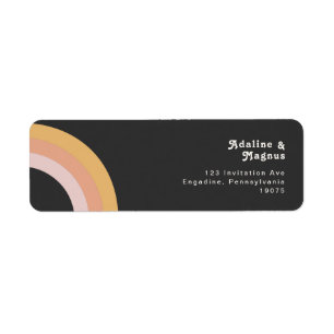 Modern Retro 70's Rainbow   Dark Return Address Label