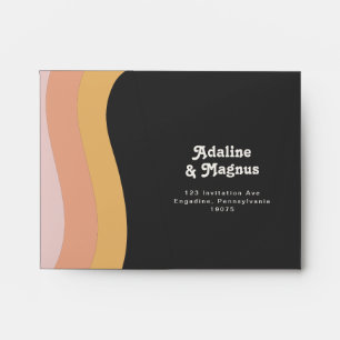 Modern Retro 70's Rainbow Dark Self Addressed RSVP Envelope