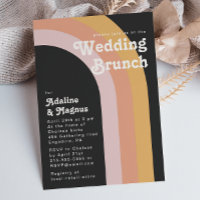 Modern Retro 70's Rainbow Dark Wedding Brunch Invi