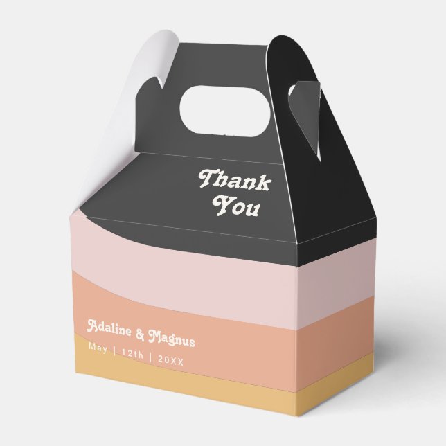 Modern Retro 70's Rainbow Dark Wedding Favor Box (Front Side)