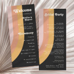 Modern Retro 70's Rainbow Dark Wedding Program<br><div class="desc">This modern retro 70's rainbow dark wedding program is perfect for your simple vintage orange, rose gold, and blush pink wedding. Designed with elements of a classic, colorful boho arch and groovy minimalist stripes. The design has a unique abstract tropical beach feel, great for any spring, summer, or fall wedding....</div>
