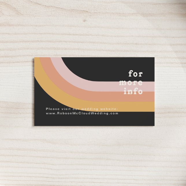 Modern Retro 70's Rainbow Dark Wedding Website Enclosure Card (Creator Uploaded)