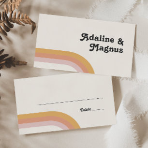 Modern Retro 70's Rainbow Flat Wedding Place Card