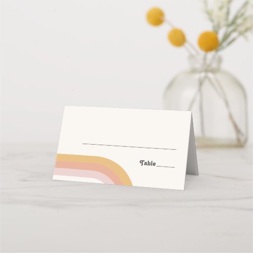 Modern Retro 70s Rainbow  Folded Place Card