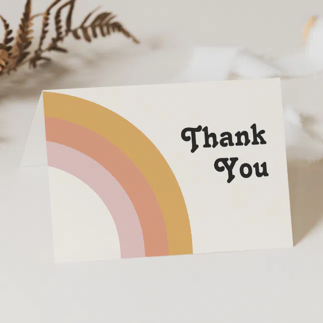 Modern Retro 70's Rainbow | Folded Thank You Card | Zazzle