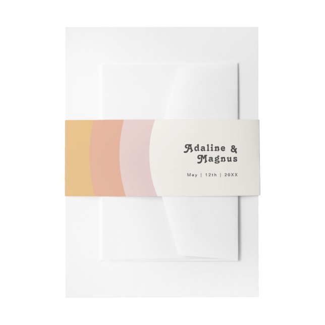 Modern Retro 70's Rainbow Invitation Belly Band (Front Example)
