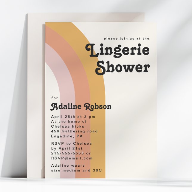 Modern Retro 70's Rainbow Lingerie Shower Invitation (Creator Uploaded)