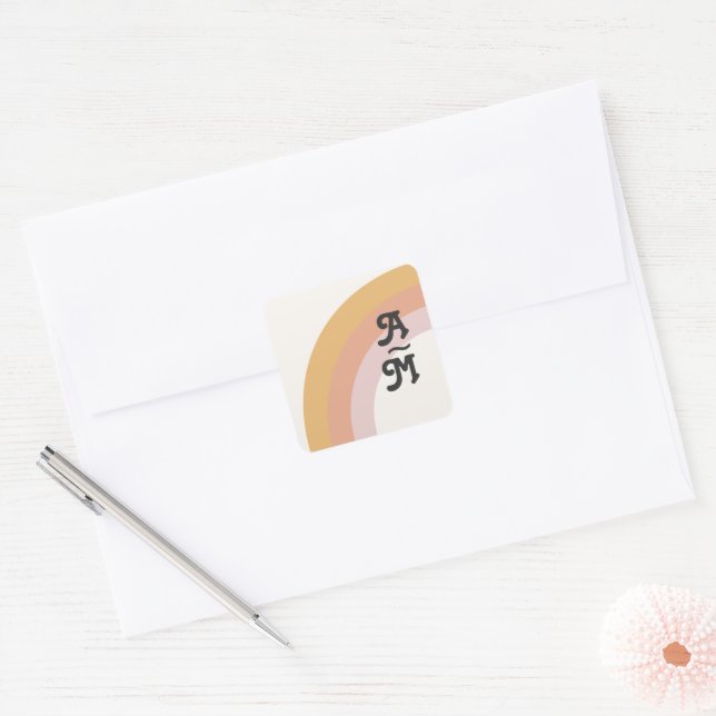 Modern Retro 70's Rainbow Monogram Envelope Seals (Envelope)