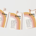 Modern Retro 70's Rainbow | Table Number Chart<br><div class="desc">This modern retro 70's rainbow | table number chart is perfect for your simple vintage orange, rose gold, and blush pink wedding reception. Designed with elements of a classic, colorful boho arch and groovy minimalist stripes. The design has a unique abstract tropical beach feel, great for any spring, summer, or...</div>