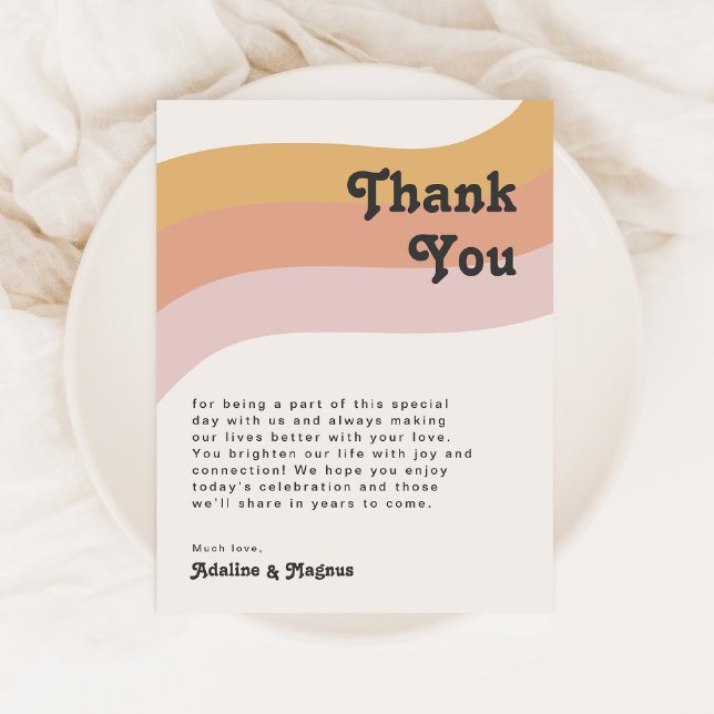 Modern Retro 70's Rainbow Table Thank You Card (Creator Uploaded)