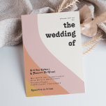 Modern Retro 70's Rainbow The Wedding Of Invitation<br><div class="desc">This modern retro 70's rainbow the wedding of invitation is perfect for your simple vintage orange, rose gold, and blush pink wedding. Designed with elements of a classic, colorful boho arch and groovy minimalist stripes. The design has a unique abstract tropical beach feel, great for any spring, summer, or fall...</div>