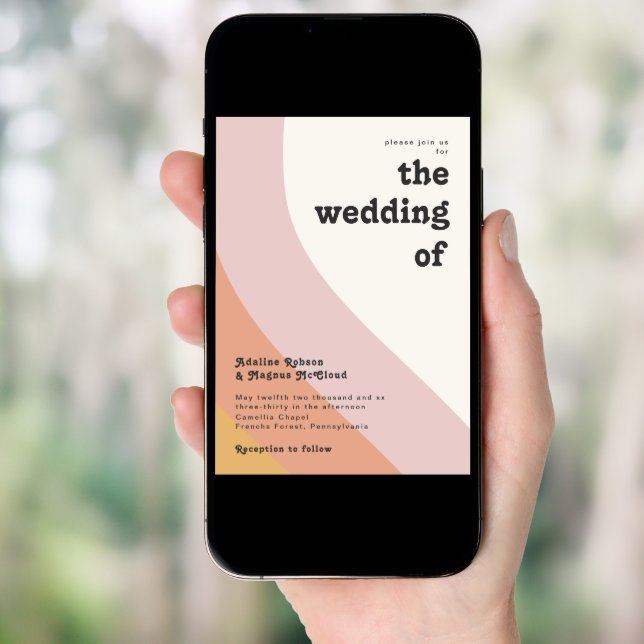 Modern Retro 70's Rainbow The Wedding Of Invitation (Front Digital)