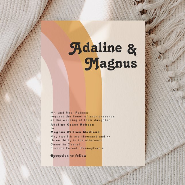 Modern Retro 70's Rainbow Traditional Wedding Invitation (Creator Uploaded)
