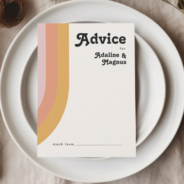 Modern Retro 70's Rainbow Wedding Advice Card (Creator Uploaded)