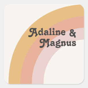 Modern Retro 70's Rainbow Wedding Envelope Seals