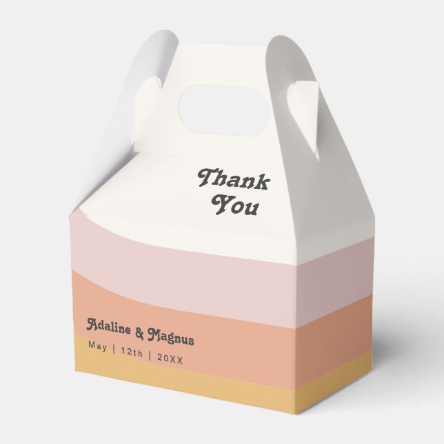 Modern Retro 70's Rainbow Wedding Favor Boxes (Front Side)