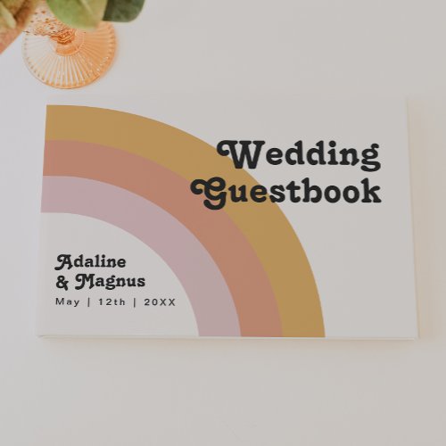 Modern Retro 70s Rainbow Wedding Guestbook