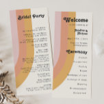 Modern Retro 70's Rainbow Wedding Program<br><div class="desc">This modern retro 70's rainbow wedding program is perfect for your simple vintage orange, rose gold, and blush pink wedding. Designed with elements of a classic, colorful boho arch and groovy minimalist stripes. The design has a unique abstract tropical beach feel, great for any spring, summer, or fall wedding. The...</div>