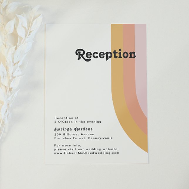 Modern Retro 70's Rainbow Wedding Reception Card (Creator Uploaded)