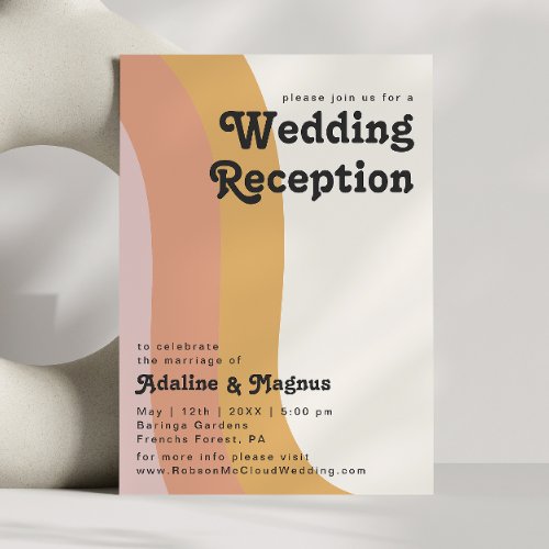 Modern Retro 70s Rainbow Wedding Reception Invitation