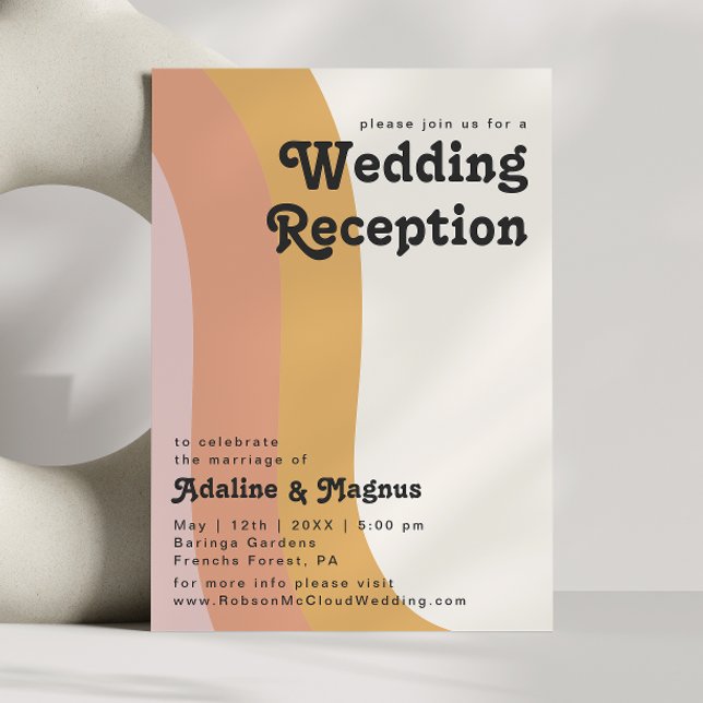 Modern Retro 70's Rainbow Wedding Reception Invitation (Creator Uploaded)
