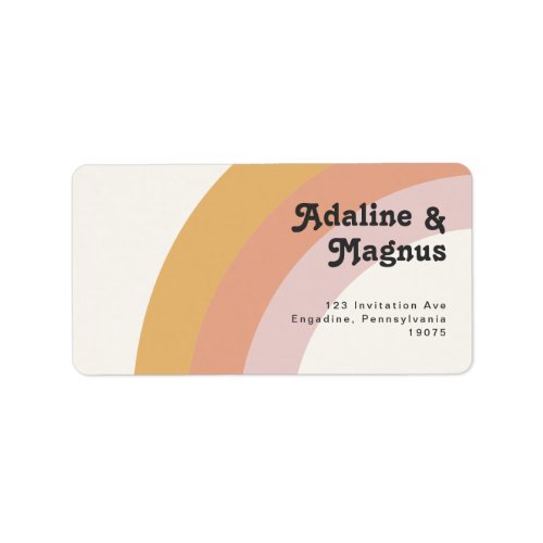 Modern Retro 70s Rainbow Wedding RSVP Return Label