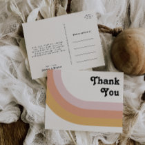 Modern Retro 70's Rainbow Wedding Thank You Postcard