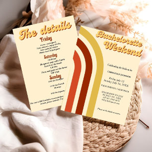 Modern Retro 70s terracotta bachelorette weekend Invitation