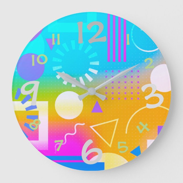 Modern Retro 80's design wall Clock (Front)