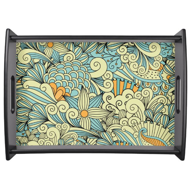 Modern Retro Abstract  Floral Serving Tray (Front)