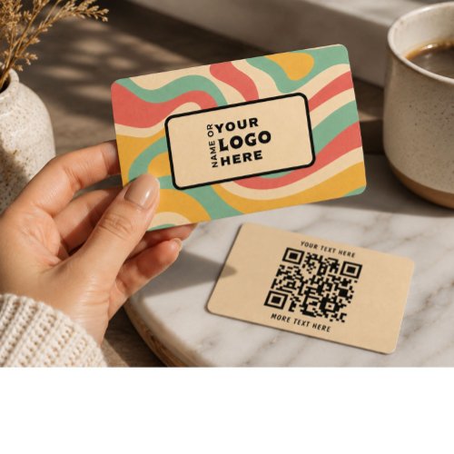 Modern Retro Abstract QR Code Business Card